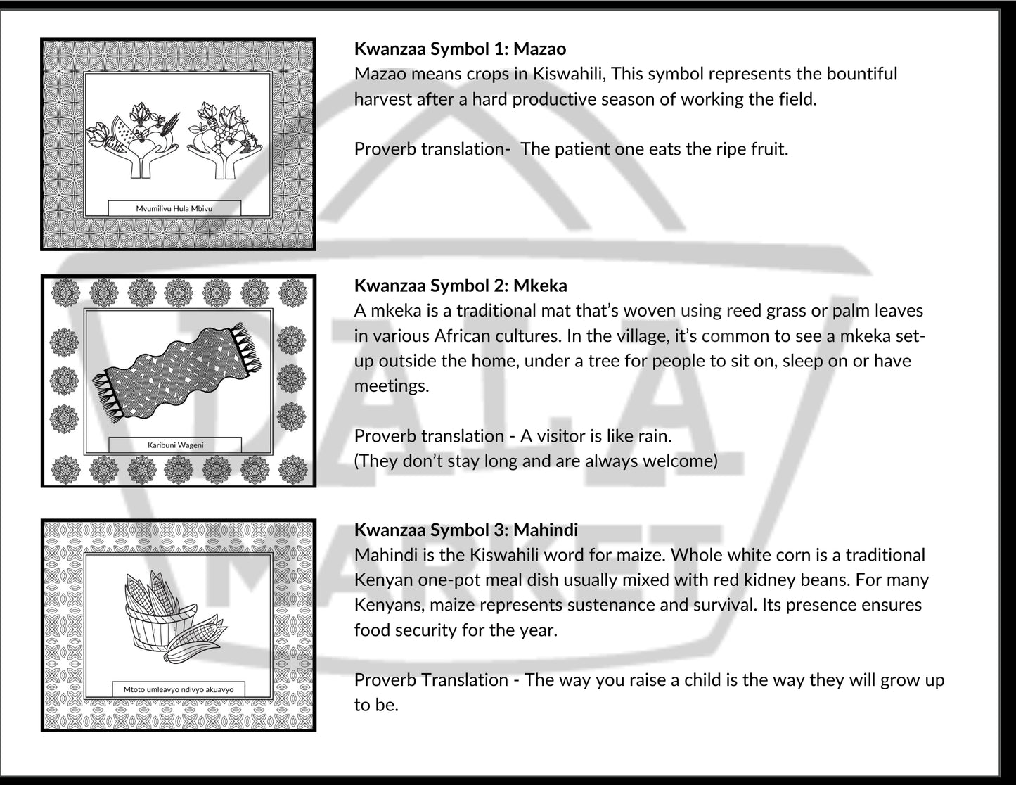 Digital Download: Celebrate Culture - 7 Kwanzaa Coloring Pages with Swahili Proverbs