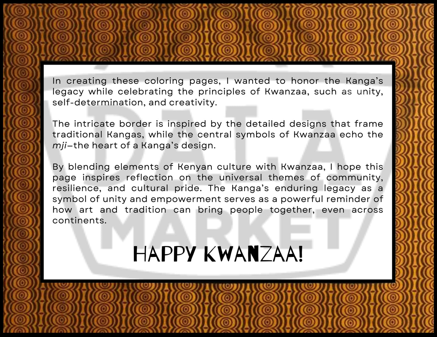 Digital Download: Celebrate Culture - 7 Kwanzaa Coloring Pages with Swahili Proverbs